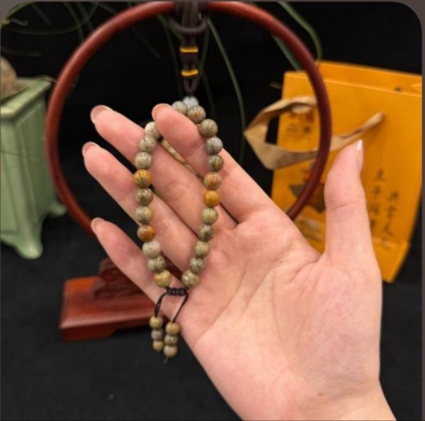 Mount Taishan Stone Hand String Tianyuan Stone Intangible Cultural Heritage Natural Mount Taishan Original Stone Couple Jewelry Buddha Bead Bracelet
